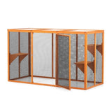 Detachable Cat Enclosure with Waterproof Roof and 3 Jumping Platforms, Orange W2181P181958