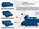 Convertible Sofa Bed, 3-in-1 Multi-Functional Velvet Sleeper Couch Pull-Out Bed, 47'' Loveseat W1117P265778