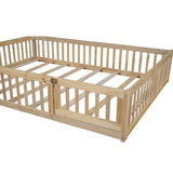Wood Full Size House Platform Bed with Guardrail, Natural N709P171852M