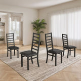 ZUN Metal Dining Chairs Set of 4, Steel Legs and PU Leather Seats, High Back Armless Dining Chairs, for W757P232711