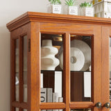 Curio Display Cabinet, Antique Display Cabinet with Glass Doors Adjustable Shelves for Collectibles W2275P292662