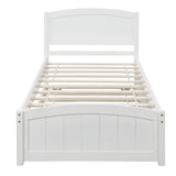 ZUN Twin size Platform Bed with Trundle, White 22438924