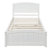 Twin size Platform Bed with Trundle, White WF194304AAK