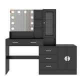 ZUN Large Makeup Vanity with Lights, Vanity Table with Charging Station, Vanity Desk with Mirror and 10 34862814