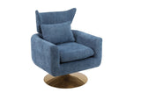 Classic Mid-Century 360-degree Swivel Accent Chair, Blue Linen W1361104586