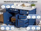 36" Blue Modern Bathroom Vanity with Ceramic Sink, Soft Close Doors, 4 Drawers for Storage, Elegant N729P253935C