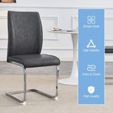 Luxury Simple Arch Chair - Set of 4 Dark Gray PU Material High Resilience Dining Chair with Arched W1151P154855