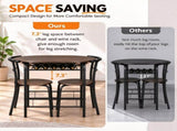 1 Table 2 Chairs Dining Table Set, Oval MDF Tabletop, Black Metal Frame, KD Knock 20139247