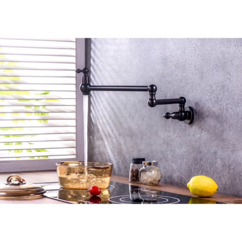 ZUN Pot Filler Faucet - Wall Mount Kitchen Sink Faucet Folding Stretchable with Single Hole Two Handles, W1243P262554