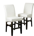 ZUN Contemporary leather counter stools,Ivory dining chairs with nail-head decoration ,25 N780P168429