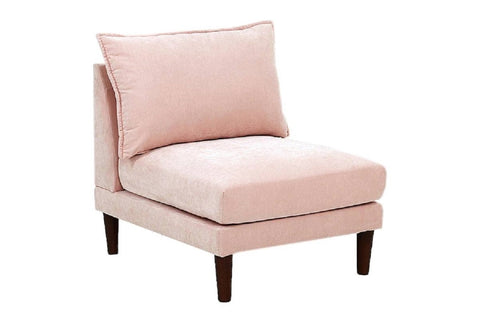 ZUN Beautiful Blush Pink Armless Chair Morgan Fabric 1pc Chair Pillow Soft Cushion Wood Legs Living Room B011P278578