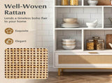 White Rattan Drawer Bookcase 8 Open Cubbies, Freestanding Engineered Wood Storage Display Shelf 16893982
