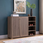 ZUN Entryway 4- Tier Organizing Storage Cabinet, Double Door Wooden Shoe Cabinet, Dark Taupe B107130979