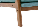High Back Solid Wood Armrest Backrest Iron Frame Linen Indoor Leisure Chair Teal 05799351
