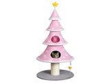 59in Large Tall Christmas Tree Cat Tower 2 Cat Condos & Scratching Post, Soft Fleece Cat Tree 91734077