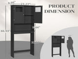 2-Door 3-Tier Toilet Cabinet MDF Melamine-Faced Bathroom Vanity 23.23*8.66*66.93in Black 11765770