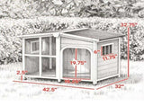 Large Dog House Cabin-Style Wooden Pet Shelter with Openable Roof And Giant Window Gray 82165774