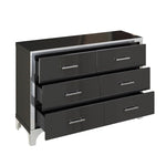 ZUN Elegant High Gloss Dresser with Metal Handle,Mirrored Storage Cabinet with 6 Drawers for N733P205355B