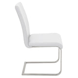 Foster Contemporary Dining Chair in Stainless Steel and White Faux Leather by LumiSource - Set of 2 B202P223520