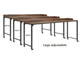 Rustic Brown Wood Finish Multipurpose Over the Bed Desk with Adjustable Height, Metal Legs with B011P244981