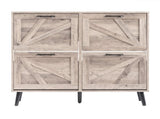 Barn door with 4 flip-down drawers, black metal single-sided handle melamine particleboard black 85826023
