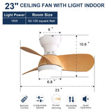 23 Inch Mini Led Ceiling Fan With 3 Color Dimmable 3 ABS Blades Remote Control DC Motor For Bedroom W882P146900