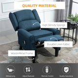 ZUN Dark Blue Massage Recliner Chair. Wingback Single Sofa with Vibration Massage, Heat, Push Back 34870633