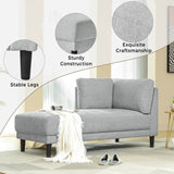 ZUN [New+Video]65" Mid-Century Modern Linen Fabric Corner Lounge Chair, Upholstered Indoor Chaise WF320554AAE