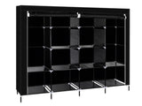 67" Clothes Closet Portable Wardrobe Clothes Storage Rack 12 Shelves 4 Side Pockets Black 90329775
