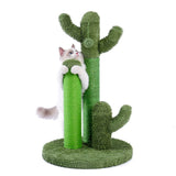 ZUN Cat Scratching Post Cactus Cat Scratcher Featuring with 3 Scratching Poles and Interactive Dangling 48540529