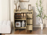 U-Style Modern Wave-Pattern Sideboard with 3 Drawers, Large Storage Buffet Cabinet with Hooks and N711P345172O