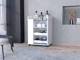 Willow Park Glass Door Bar Cart with Bottle Holder and Casters White B062111723