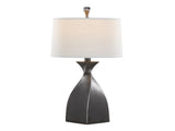 30" Contemporary Polyresin Table Lamp in Rubbed Grey Slate Polyresin with White Linen Shade from B202P224055