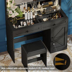 ZUN 43.3"Makeup Vanity Table, Makeup Table with Large Mirror and LED Light Strip, Brightness Adjustable, W2386P199479