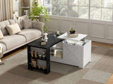 U-Can Farmhouse Lift Top Coffee Table With Barn Doors, Wood Rectangle Center Table With Large Hidden N724P351732K