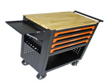4 DRAWERS MULTIFUNCTIONAL TOOL CART WITH WHEELS AND WOODEN TOP-ORANGE W1102111186