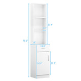 ZUN FCH Standing 5 Compartments 1 Drawer 1 Door MDF Barber Cabinet White 67610212