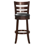 360-Degree Swivel Bar Chair Dark Cherry Finish Comfortable Footrest Solid Wood Furniture 1pc B011P220993