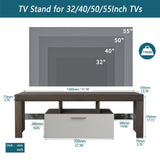 ZUN 20 minutes quick assembly brown simple modern TV stand with the toughened glass shelf cabinet W67943610