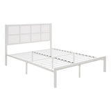 1pc Eastern King Platform Bed, Metal Frame White Finish Faux Cane Panel Headboard Casual Coastal B011P214038