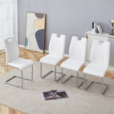 White PU Dining Chair Set.Uniquely designed white dining chairs. PU material, paired with silver W2920P225021