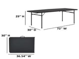 6 Foot Bi-Fold Plastic Folding Table, Black 70476020
