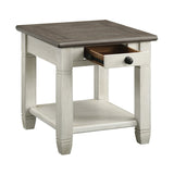 Rosy Brown and Antique White Finish 1pc End Table with Drawer Bottom Shelf Wooden Living Room B011P175714