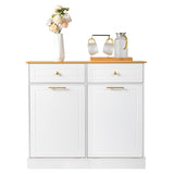 ZUN [FCH] Kitchen Trash Can Cabinet, 2 Doors 2 Drawers 2 Dirty Clothes Bags Garbage Storage Cabinet, 26699419