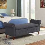Multifunctional Storage Rectangular Sofa Stool- Gray 18195898