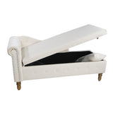 Beige Chaise Lounge Indoor,Velvet Lounge Chair for Bedroom with Storage & Pillow,Modern Upholstered W1170100896