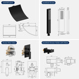 Male NPT Waterfall Shower head with Handheld,Matte Black Bathtub Shower Faucet with High Flow Wall T3177P277545