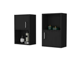 Black 2 Bathroom Medicine Cabinets with Open Shelf B062P175073