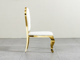 Dining chair gold stainless steel legs with white PU leather set of 2pcs W2723P304375