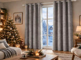 2pcs medium grey 100% opaque curtains with snap-on top, suitable for hanging. They have the 36314404